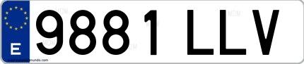 Ejemplo de matrícula española 9881 LLV