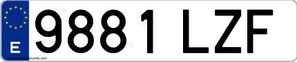 Ejemplo de matrícula española 9881 LZF