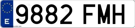 Ejemplo de matrícula española 9882 FMH