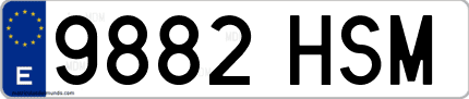 Ejemplo de matrícula de coche ordinaria 9882 HSM