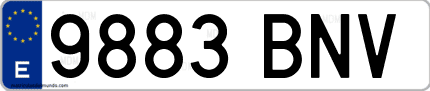 Ejemplo de matrícula de coche ordinaria 9883 BNV