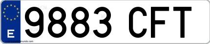 Ejemplo de matrícula de coche ordinaria 9883 CFT