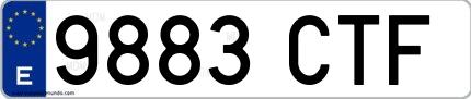 Ejemplo de matrícula española 9883 CTF