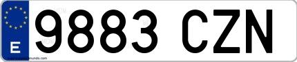 Ejemplo de matrícula española 9883 CZN