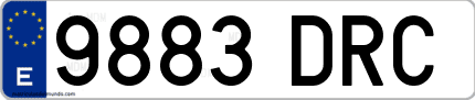 Ejemplo de matrícula de coche ordinaria 9883 DRC