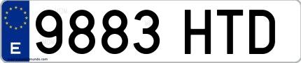 Ejemplo de matrícula de coche ordinaria 9883 HTD