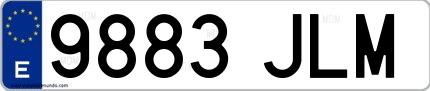 Ejemplo de matrícula española 9883 JLM