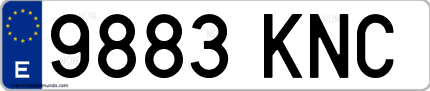 Ejemplo de matrícula de coche ordinaria 9883 KNC