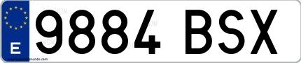 Ejemplo de matrícula española 9884 BSX