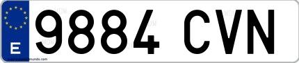 Ejemplo de matrícula española 9884 CVN