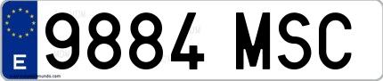 Ejemplo de matrícula española 9884 MSC