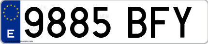 Ejemplo de matrícula de coche ordinaria 9885 BFY