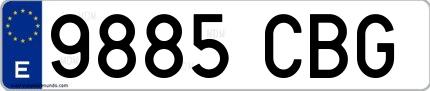 Ejemplo de matrícula española 9885 CBG