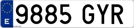 Ejemplo de matrícula española 9885 GYR