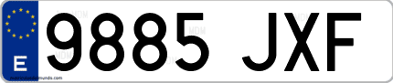 Ejemplo de matrícula de coche ordinaria 9885 JXF