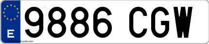 Ejemplo de matrícula de coche ordinaria 9886 CGW