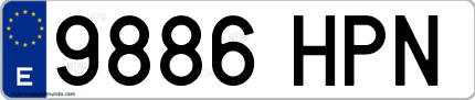 Ejemplo de matrícula de coche ordinaria 9886 HPN
