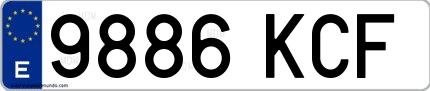 Ejemplo de matrícula de coche ordinaria 9886 KCF
