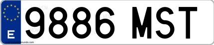 Ejemplo de matrícula española 9886 MST