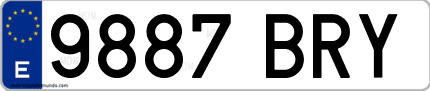 Ejemplo de matrícula de coche ordinaria 9887 BRY