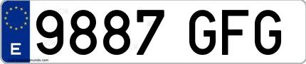 Ejemplo de matrícula española 9887 GFG