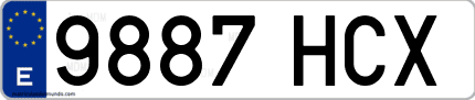 Ejemplo de matrícula de coche ordinaria 9887 HCX