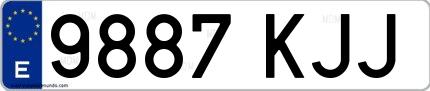 Ejemplo de matrícula de coche ordinaria 9887 KJJ