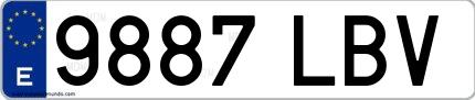 Ejemplo de matrícula española 9887 LBV