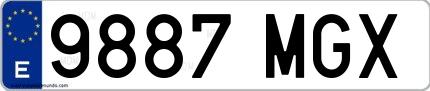 Ejemplo de matrícula española 9887 MGX