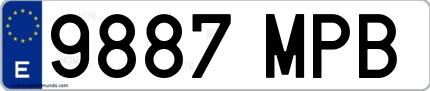 Ejemplo de matrícula española 9887 MPB