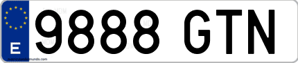 Ejemplo de matrícula de coche ordinaria 9888 GTN