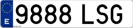 Ejemplo de matrícula española 9888 LSG