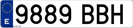 Ejemplo de matrícula española 9889 BBH