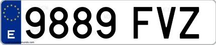 Ejemplo de matrícula española 9889 FVZ