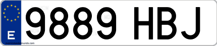 Ejemplo de matrícula de coche ordinaria 9889 HBJ