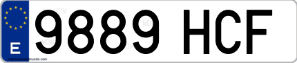 Ejemplo de matrícula de coche ordinaria 9889 HCF