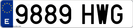 Ejemplo de matrícula de coche ordinaria 9889 HWG