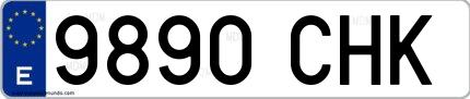 Ejemplo de matrícula española 9890 CHK