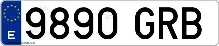 Ejemplo de matrícula española 9890 GRB