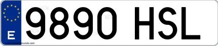 Ejemplo de matrícula española 9890 HSL