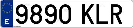 Ejemplo de matrícula española 9890 KLR