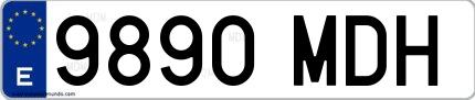 Ejemplo de matrícula española 9890 MDH