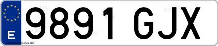 Ejemplo de matrícula española 9891 GJX
