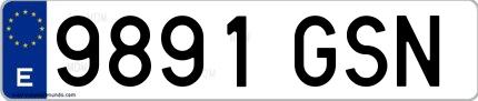 Ejemplo de matrícula española 9891 GSN