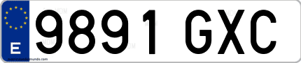 Ejemplo de matrícula de coche ordinaria 9891 GXC