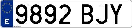 Ejemplo de matrícula española 9892 BJY