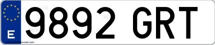 Ejemplo de matrícula española 9892 GRT