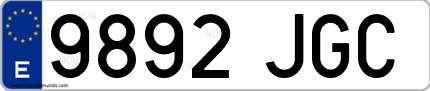 Ejemplo de matrícula de coche ordinaria 9892 JGC