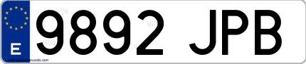 Ejemplo de matrícula española 9892 JPB
