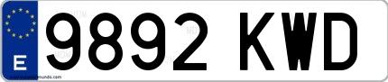 Ejemplo de matrícula española 9892 KWD